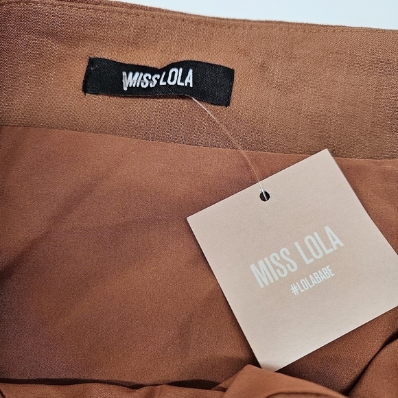 NEW Miss Lola Reddish Brown Lace-Up Tie Front Sexy Mini Skirt Medium - Picture 5 of 7
